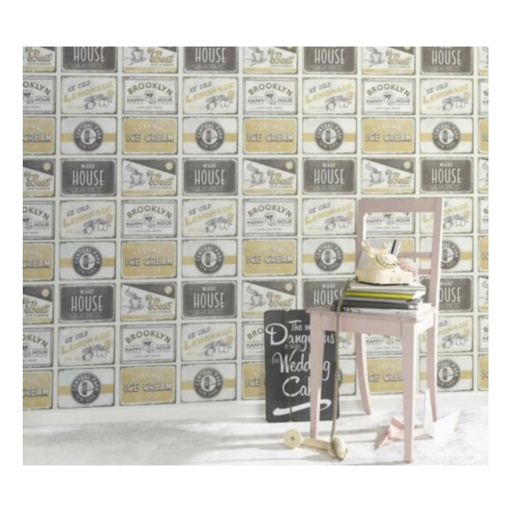 Papel pintado con rótulos de bar americano estilo pop art - Brooklyn Bar 127126