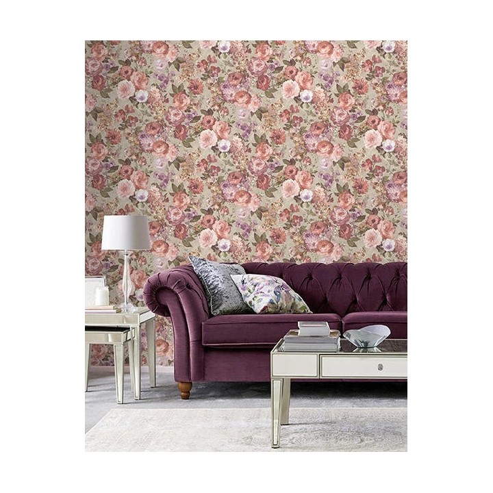 Papel pintado flores estilo vintage romántico - Diana Flowers 127137