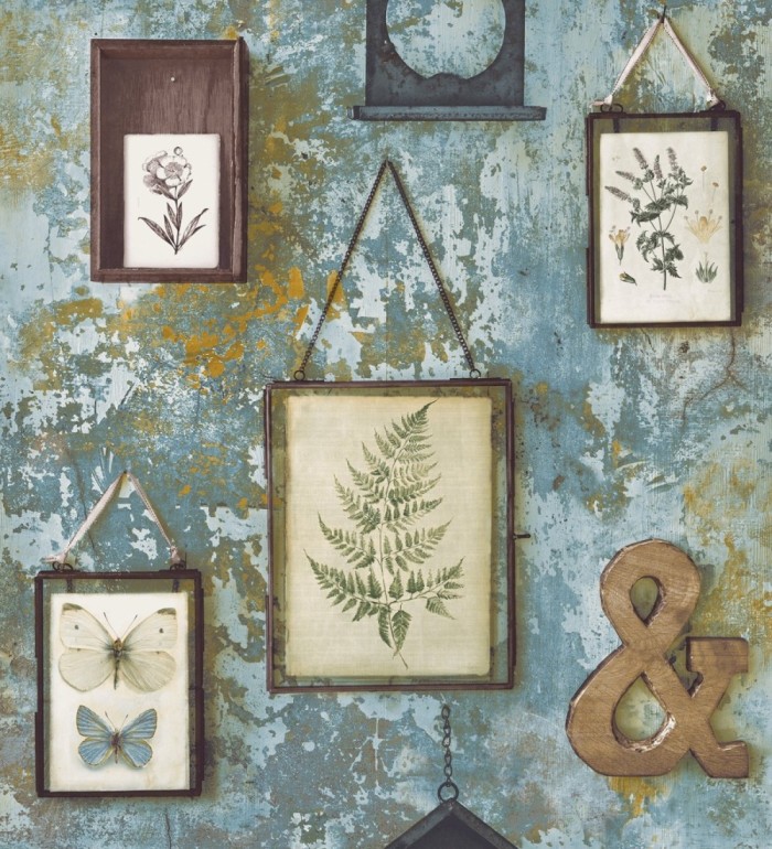 Papel pintado cuadros colgados en pared estilo vintage - Vintage House 127156