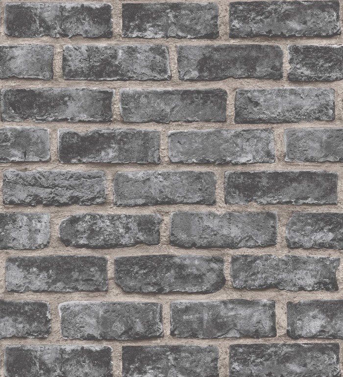 Papel pintado muro de ladrillo gris oscuro - Carter Street 127161