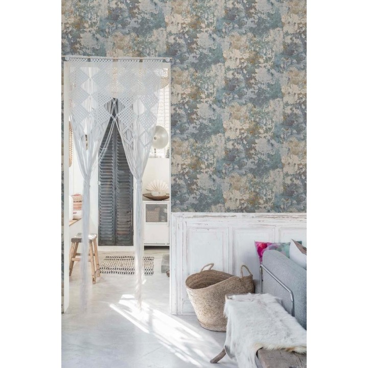 Papel pintado muro pintado desgastado con toques metálicos - Shannon Factory 127163