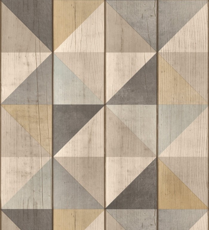 Papel pintado efecto madera con dibujo de rombos - Metric Woods 127166