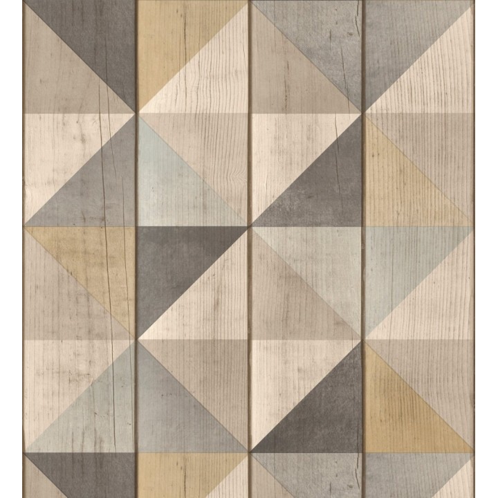 Papel pintado efecto madera con dibujo de rombos - Metric Woods 127166