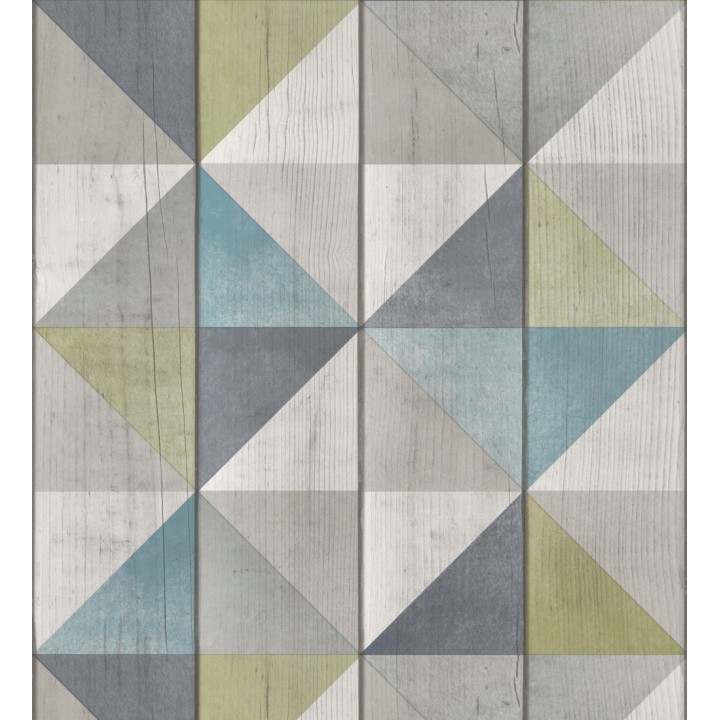 Papel pintado efecto madera con dibujo de rombos - Metric Woods 127167