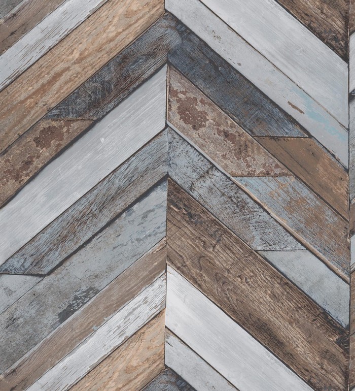 Papel pintado listones de madera formando espigas - Porto Limas 127175