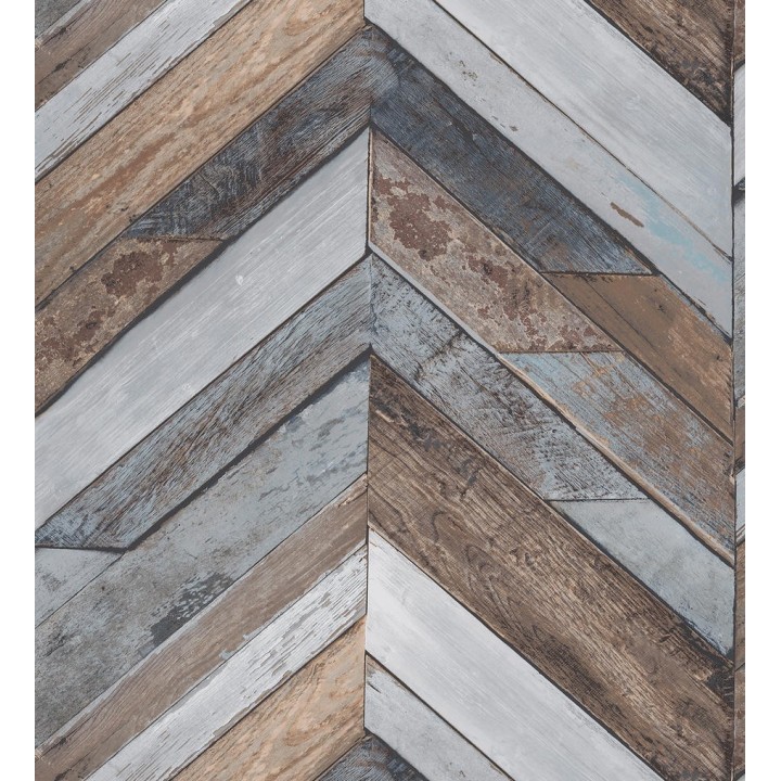 Papel pintado listones de madera formando espigas - Porto Limas 127175