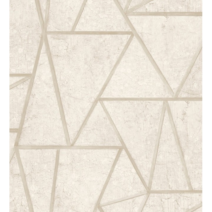 Papel pintado de triángulos con líneas metálicas - Kalios 127180