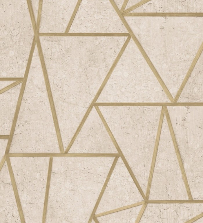 Papel pintado de triángulos con líneas metálicas - Kalios 127181