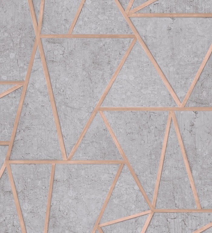 Papel pintado de triángulos con líneas metálicas - Kalios 127182