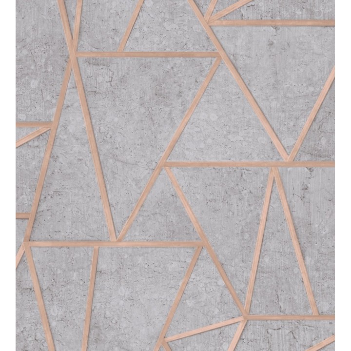 Papel pintado de triángulos con líneas metálicas - Kalios 127182