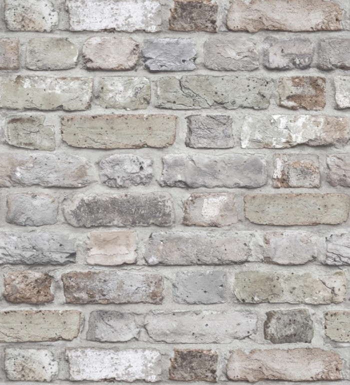 Papel pintado muro de ladrillos desgastados en colores grises cálidos - Clark Street 127188