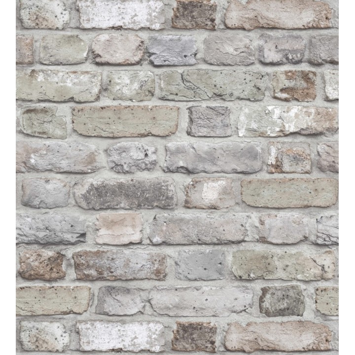 Papel pintado muro de ladrillos desgastados en colores grises cálidos - Clark Street 127188