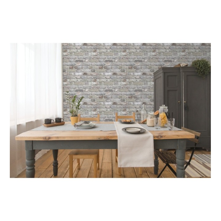 Papel pintado muro de ladrillos desgastados en colores grises cálidos - Clark Street 127188