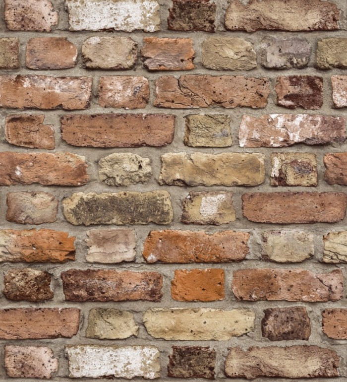 Papel pintado muro de ladrillos desgastados en colores terracota - Clark Street 127189