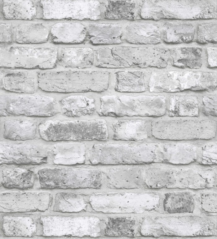 Papel pintado muro de ladrillos desgastados en colores grises y blancos - Clark Street 127190
