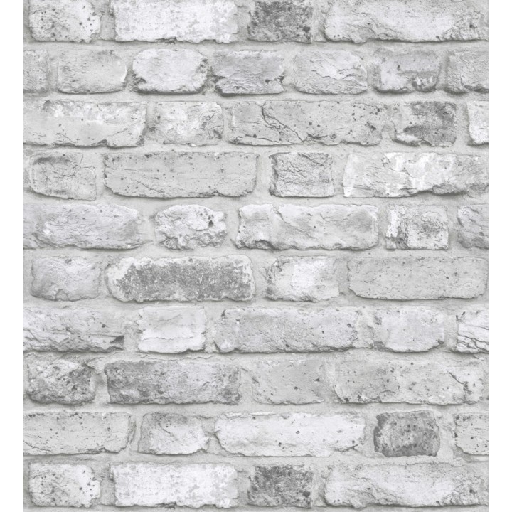 Papel pintado muro de ladrillos desgastados en colores grises y blancos - Clark Street 127190
