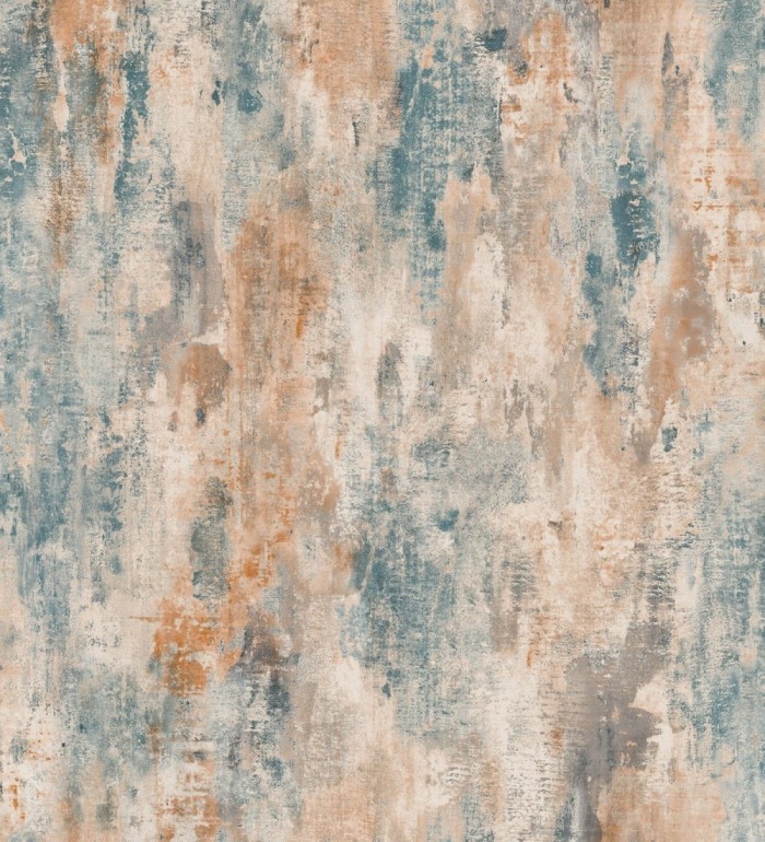 Papel pintado hormigón turquesa y color tierra - Irving Hall 127192