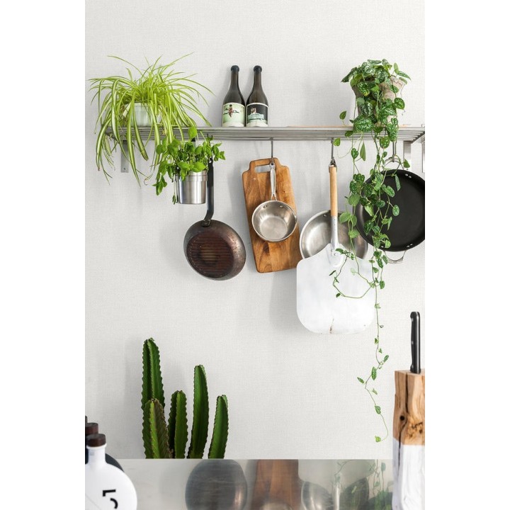 Papel pintado liso texturizado blanco pálido - Wells Texture 127197