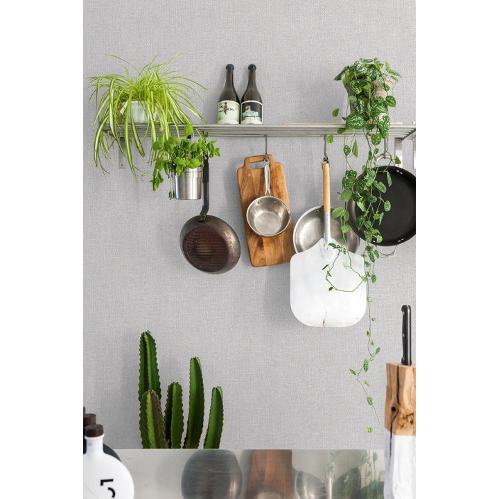 Papel pintado liso texturizado gris - Wells Texture 127199