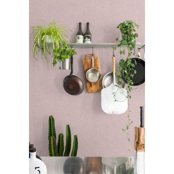 Papel pintado liso texturizado rosa pálido - Wells Texture 127200