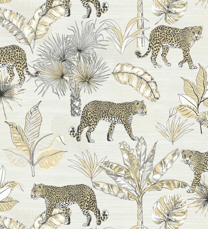 Papel pintado leopardos africanos fondo marfil claro - Wild Life 127205