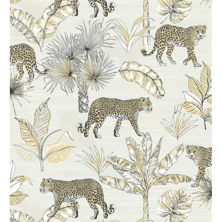 Papel pintado leopardos africanos fondo marfil claro - Wild Life 127205