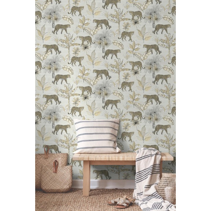 Papel pintado leopardos africanos fondo marfil claro - Wild Life 127205