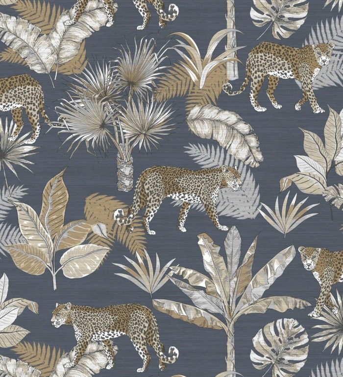Papel pintado leopardos africanos fondo azul oscuro - Wild Life 127206