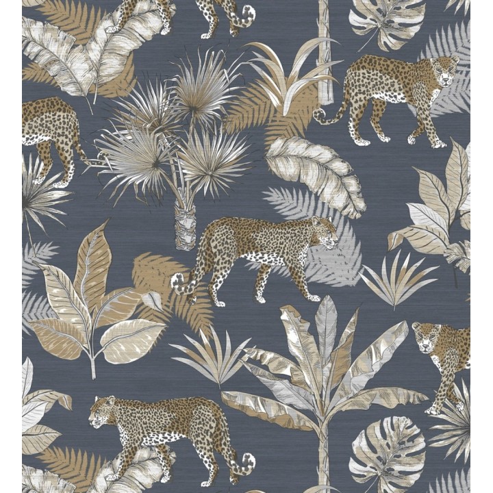 Papel pintado leopardos africanos fondo azul oscuro - Wild Life 127206