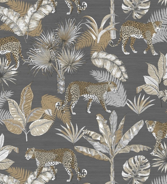 Papel pintado leopardos africanos fondo gris oscuro - Wild Life 127207