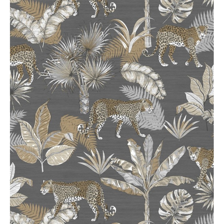 Papel pintado leopardos africanos fondo gris oscuro - Wild Life 127207