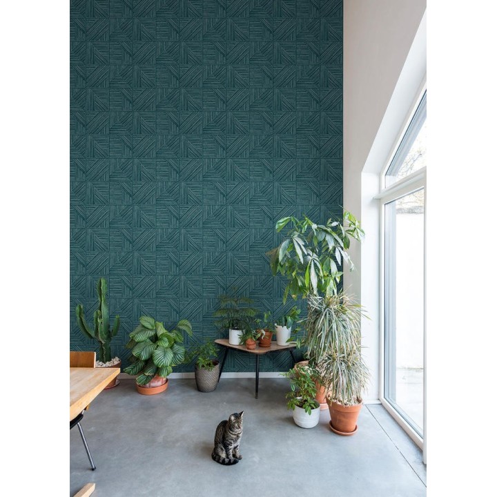 Papel pintado geométrico de cañas de bambú  - Tamarindo Hemp 127214