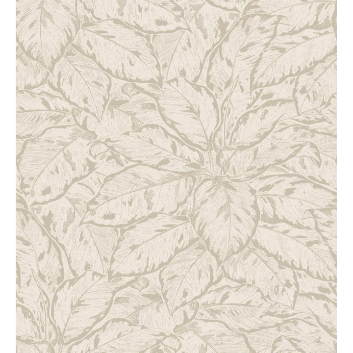 Papel pintado hojas dibujadas beige - Mandara Leaves 127233