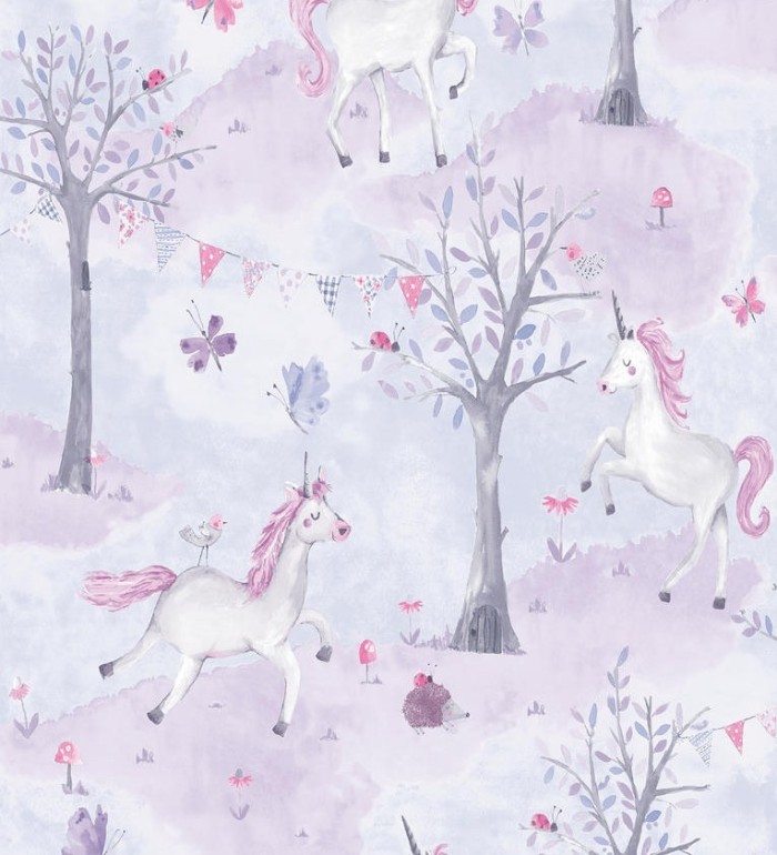 Papel pintado infantil de unicornios danzando por el bosque - Unicorns Forest 127242