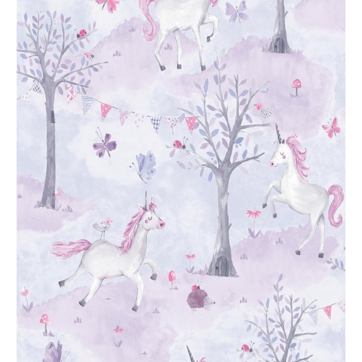 Papel pintado infantil de unicornios danzando por el bosque - Unicorns Forest 127242