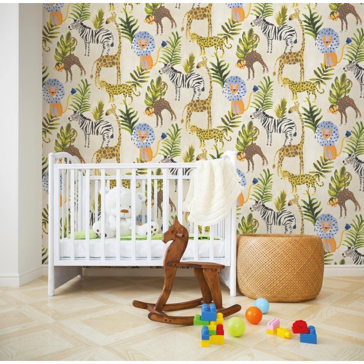 Papel pintado infantil animales del zoo - Happy Zoo 127244