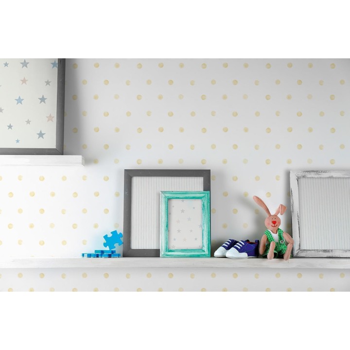 Papel pintado lunares amarillo - Petit Dots 127254