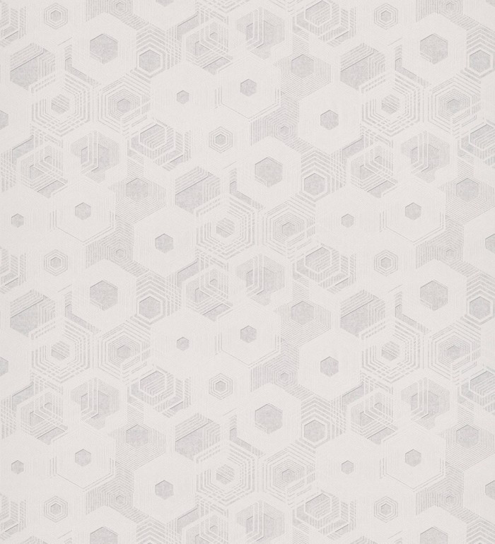 Papel pintado geométrico hexágonos tonos grises - Colop 127286