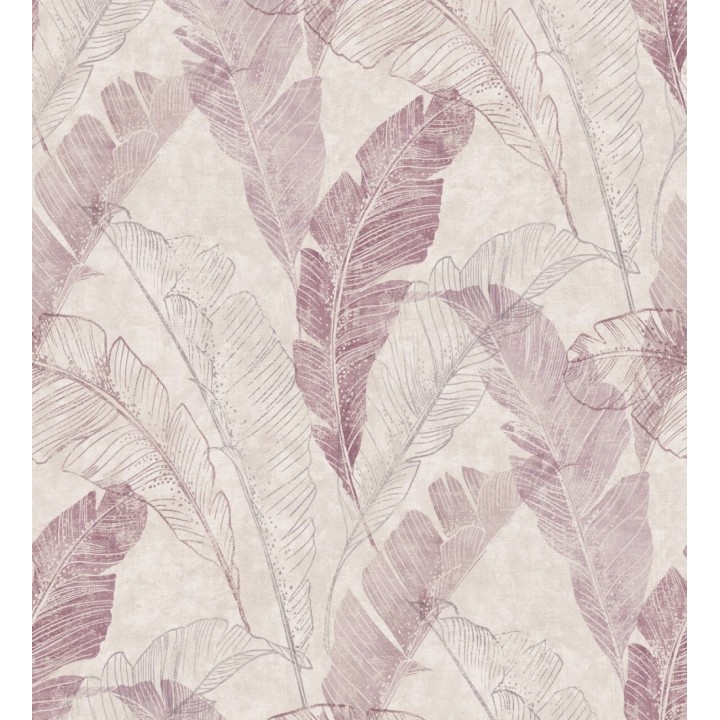 Papel pintado hojas tropicales tonos rosas - Leiva Tropical 127316