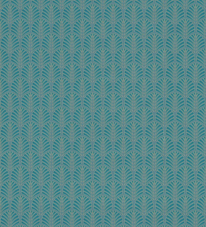 Papel pintado de hojas pequeñas geométricas turquesa - Melliber 127338