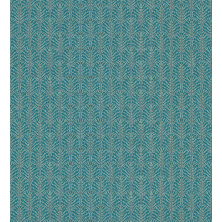 Papel pintado de hojas pequeñas geométricas turquesa - Melliber 127338