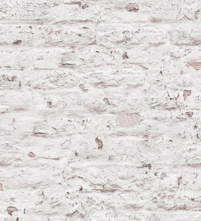 Papel pintado muro de ladrillo desgastado color terracota y blanco - Lisbon Street 127364