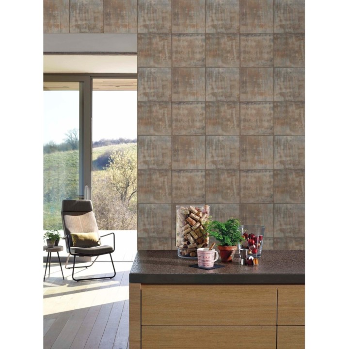 Papel pintado cuadros de chapa metálica oxidada - Hilton Factory 127371