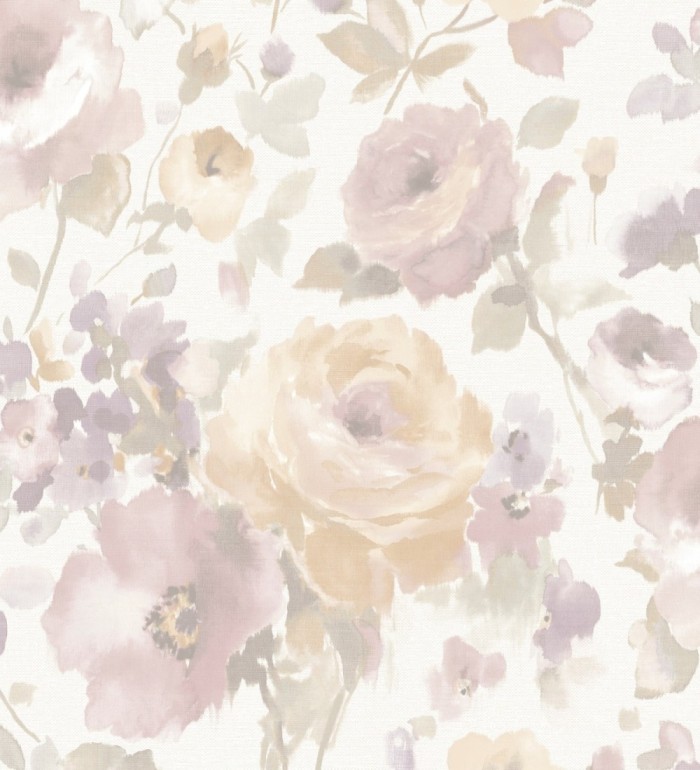 Papel pintado flores grandes estilo romántico tonos rosas y beige - Country Rose 127404