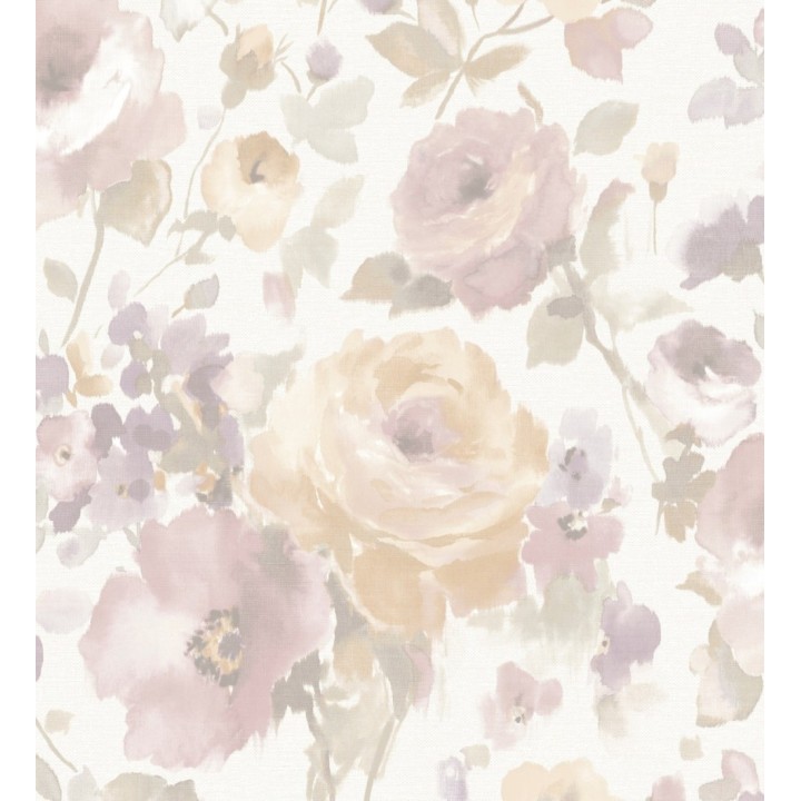 Papel pintado flores grandes estilo romántico tonos rosas y beige - Country Rose 127404