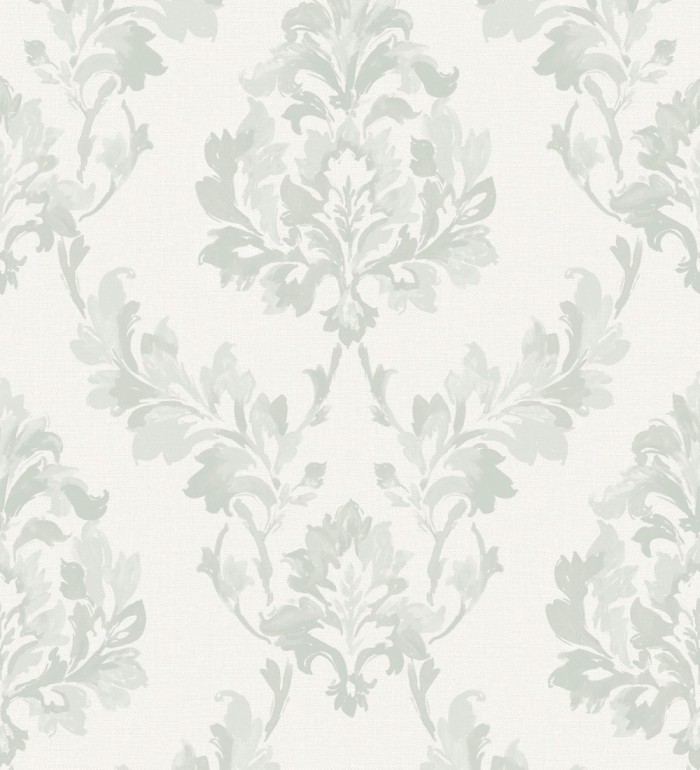 Papel pintado damasco floral verde - Clarion Garden 127411