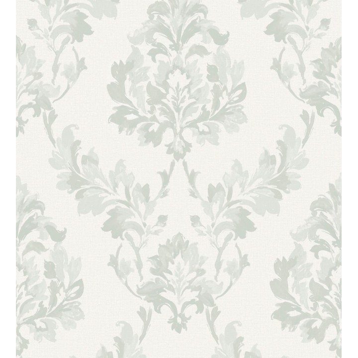 Papel pintado damasco floral verde - Clarion Garden 127411