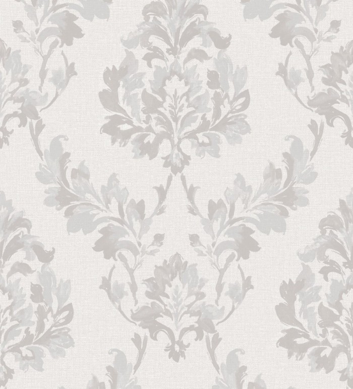 Papel pintado damasco floral gris - Clarion Garden 127412