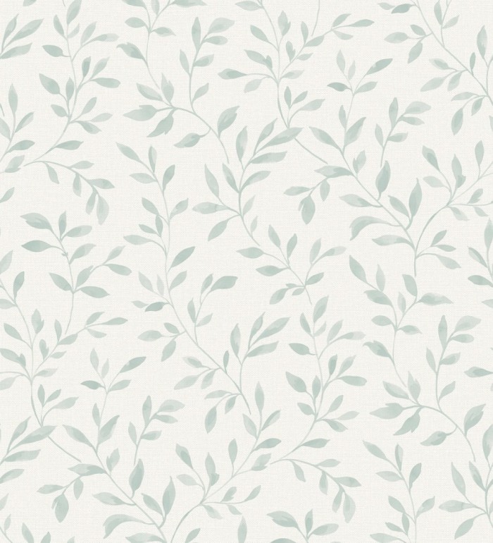 Papel pintado hojas pequeñas en rama verde grisáceo - Dawson Country 127414