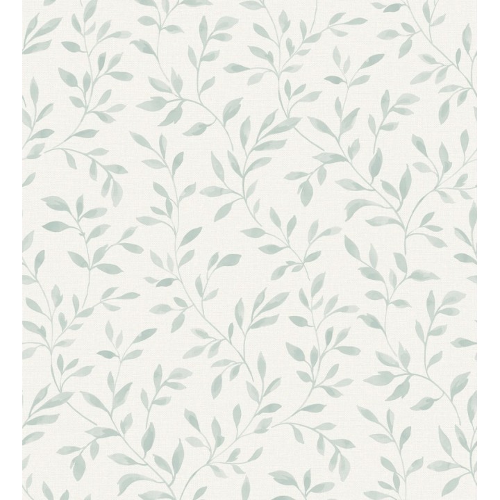 Papel pintado hojas pequeñas en rama verde grisáceo - Dawson Country 127414